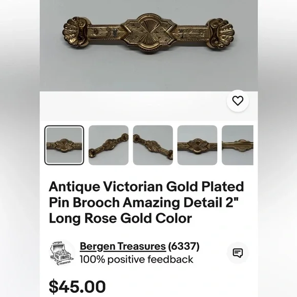 Vintage Estate Gold Brooch with Beautiful Floral Design - Picture 10 of 11